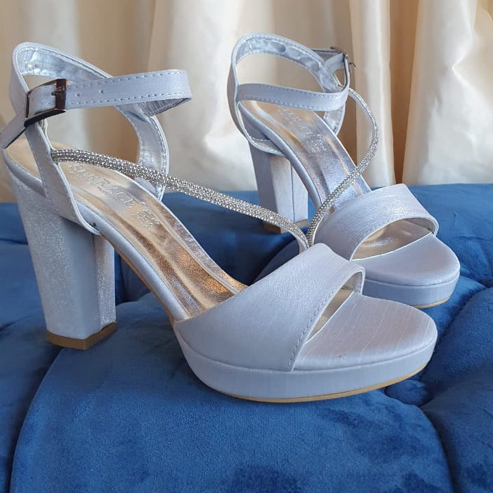 10 cm Silver Satin Sandals for Wedding in Beirut Lebanon