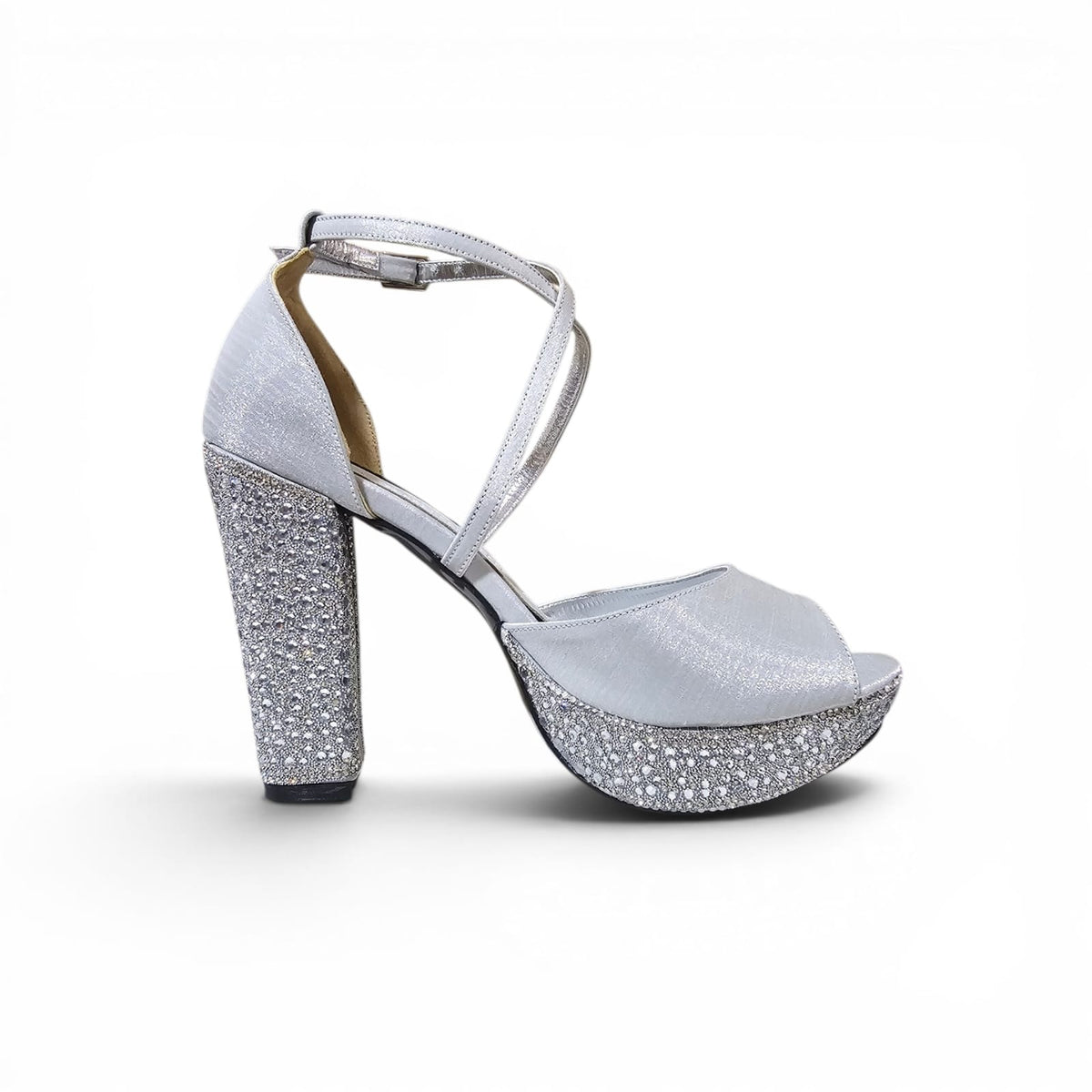 11 Satin Silver Heel