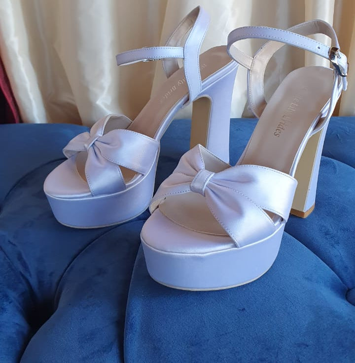 13 cm wedding Silver Satin Sandal heels in Beirut Lebanon by White Lily Brides