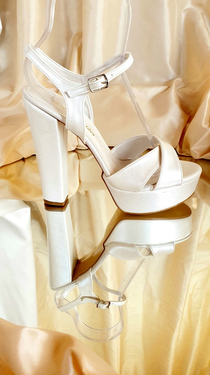 TSPWN 13-14cm Pearl White Heeled Sandal