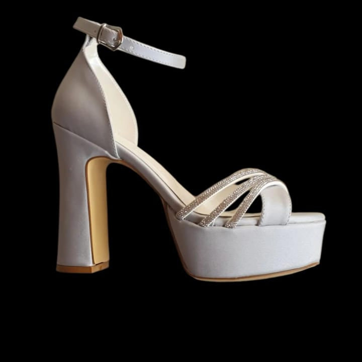 E13-NSB 11-12cm Satin Luxury Black, Silver & Nude Heels - Beirut, Lebanon