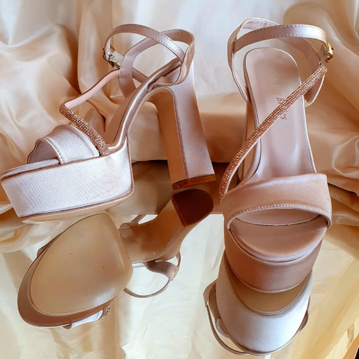 Nude Bridal Heels Beirut, Nude Wedding Shoes Beirut, Bride Lebanon, Beirut Weddings, Nude High Heel Wedding sandals, Block Heel Bridal Sandals, White Lily Brides
