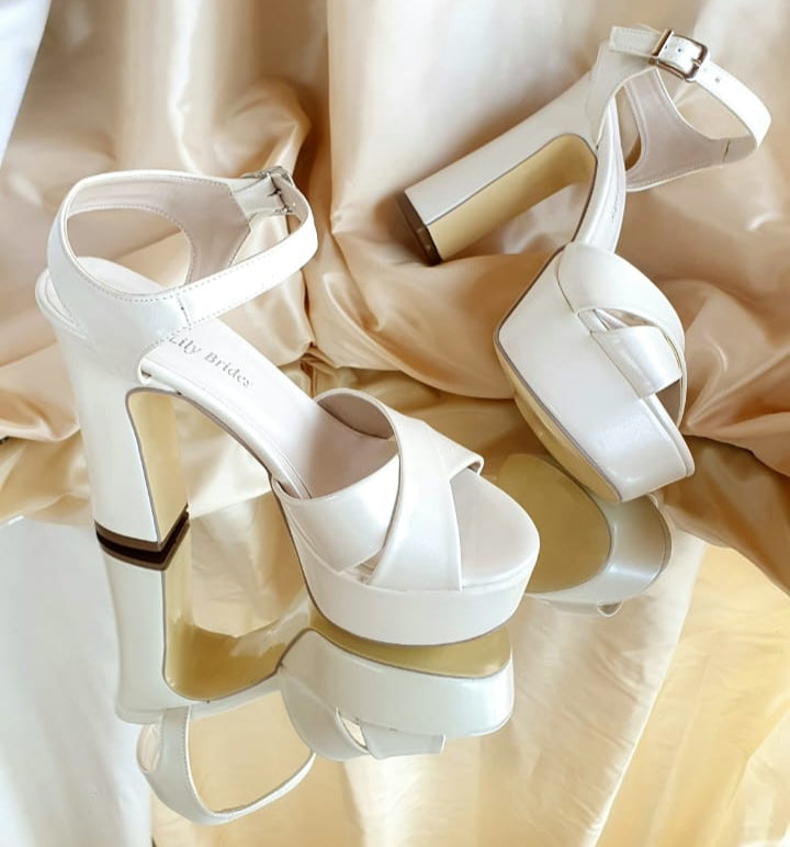 Bridal Shoes Beirut, Wedding Heels, Beirut Fashion, Elegant Sandals Beirut High Heels Lebanon, Bridesmaid Shoes, Special Occasion Footwear Beirut, White Heels Beirut, Rhinestone Shoes, Block Heel Sandals Beirut