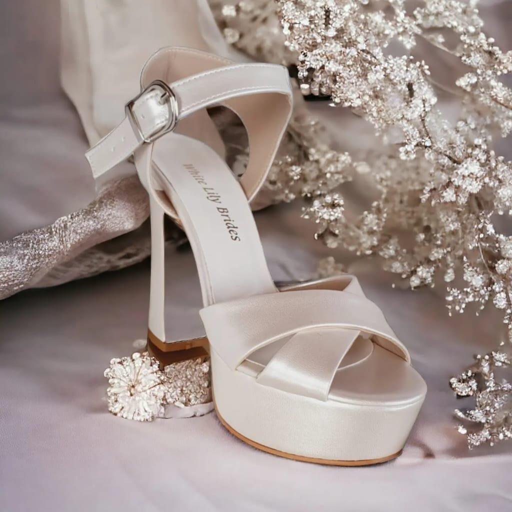 Bridal Wedding Pearl White Sandals heels Double Semelle Beirut Lebanon