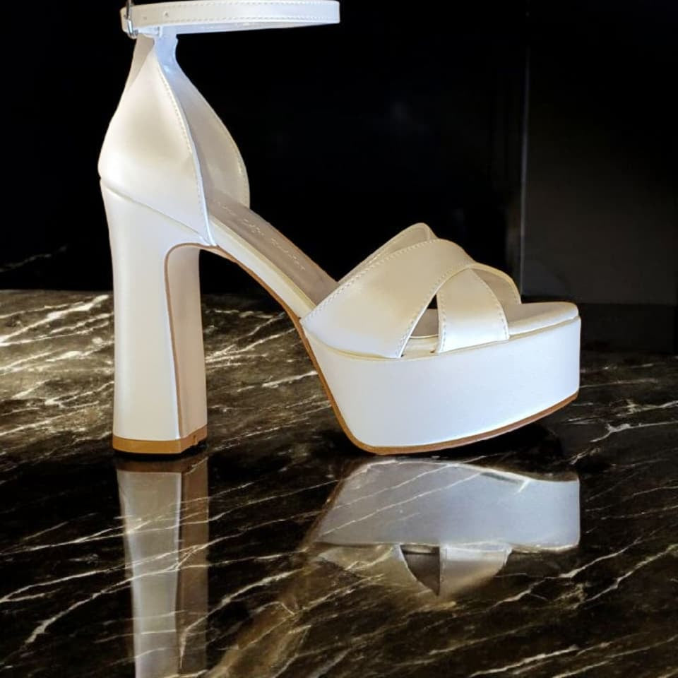 White bridal wedding Heeled shoes Sandals Beirut Lebanon Double Semele