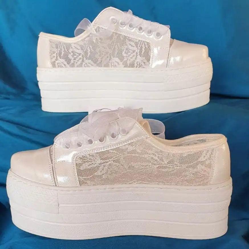 Wedding White Lace Bridal Platform Double Semelle Sneakers Beirut Lebanon the perfect blend of comfort, style, and sophistication. Designed for modern brides.