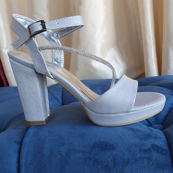 10 cm Silver Satin Sandals for Wedding in Beirut Lebanon