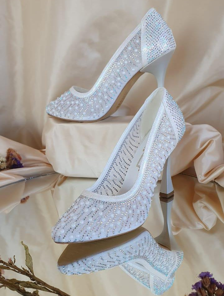 10 cm Bridal Elegant Bridal Lace Pearl Heels Lebanon H10