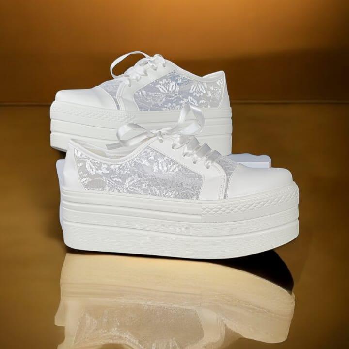 Wedding Bridal Lace Sneakers Beirut Lebanon with platform