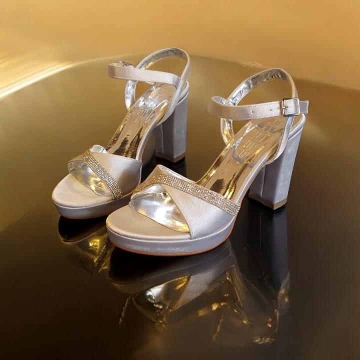 Comfortable Wedding bridal Silver satin Sandals with rhinestones platform Heel Beirut 9cm 10cm 11 cm