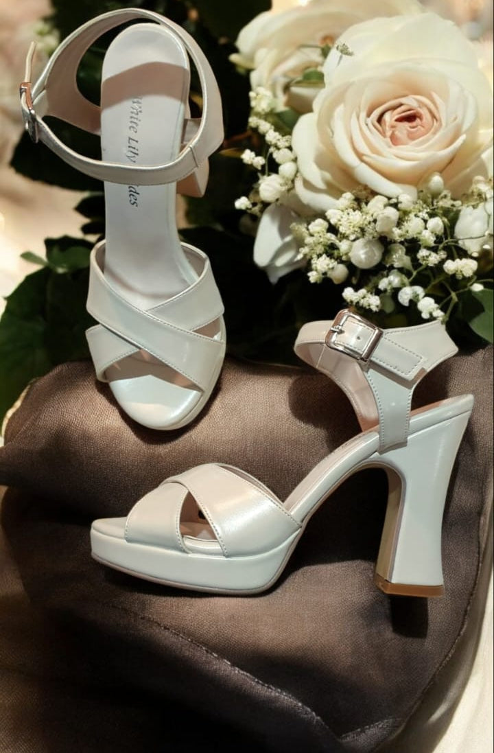 S10X 10cm Pearl White Bridal Heels Sandals