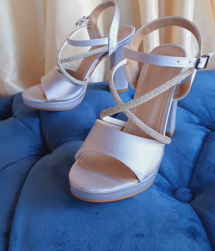 10 cm Silver Satin Sandal GAS
