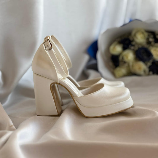 E10 9-10cm Elegant Pearl White Bridal Heels Shoes in Beirut