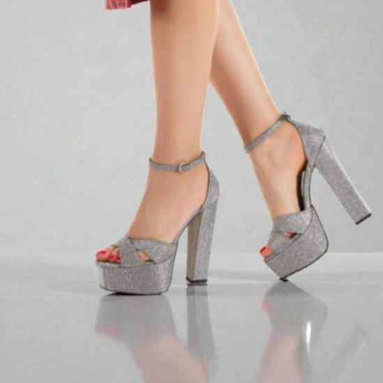 Silver Glitter Bridal Heels 16 cm – Double Semelle | Beirut