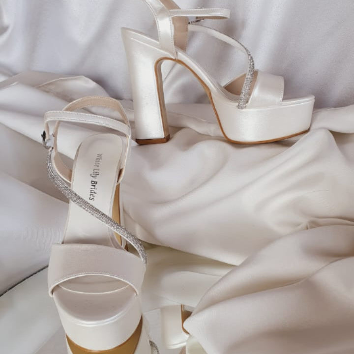 TSSW 12-13cm White High Heeled Sandal Double Semelle/Platform