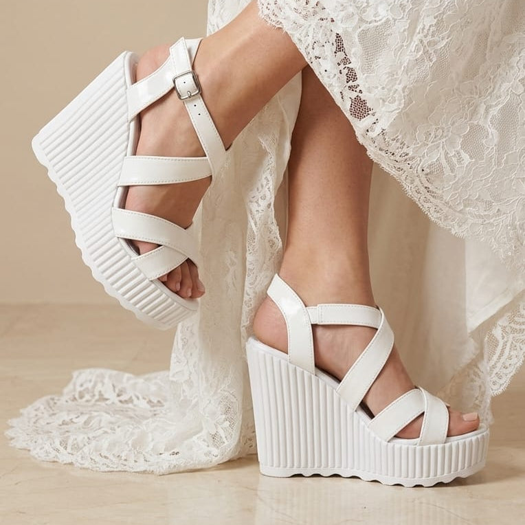 11-12 cm Bridal Platform wedge Sandals | Wedding Shoes SX11