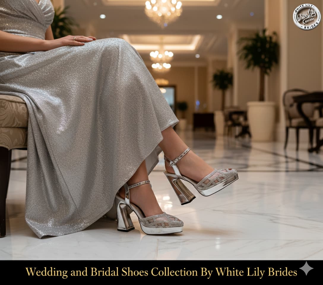 Premium collection of evening and special occasion shoes in Lebanon by White Lily Brides. Featuring elegant high heels, block heels, and sandals in gold, silver, champagne, nude, and black. Perfect for weddings, bridesmaids, and formal gala events.