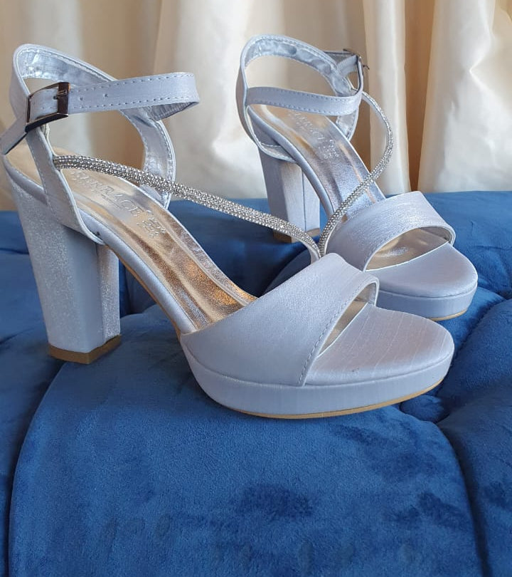 10 cm Silver Satin Sandals for Wedding in Beirut Lebanon