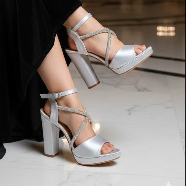 10cm Silver Satin Sandal Beirut Lebanon