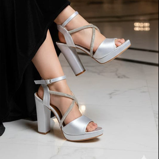 10cm Silver Satin Sandal Beirut Lebanon