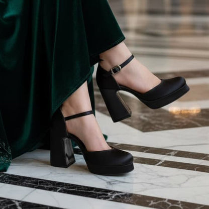 10cm black high-heeled shoes