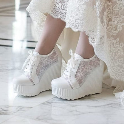 11-12cm Bridal Platform Sneakers Wedge/Rock | Wedding Shoes Lebanon