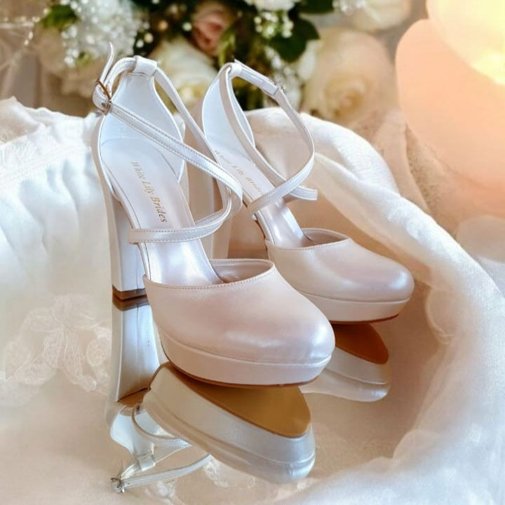 11cm Best sellers comfortable wedding & bridal Pearl White shoes heel Beirut Lebanon. For Brides and Evening Events. @White Lily Brides