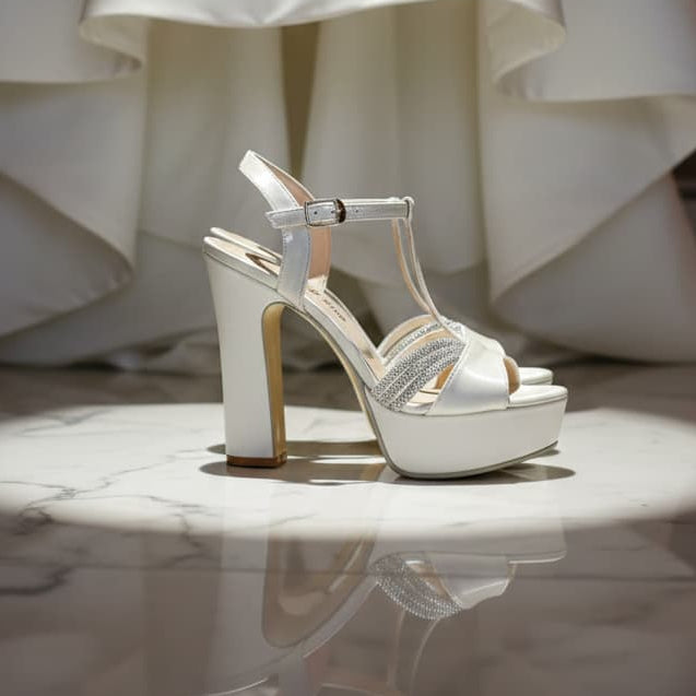 12-13cm Pearl White Bridal Double Semelle Heel Lebanon