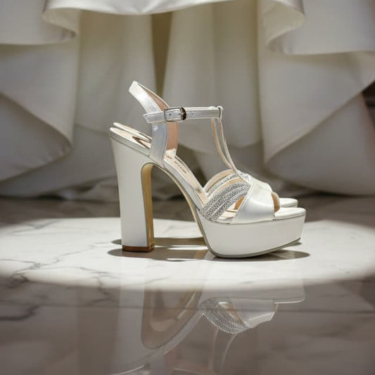 12-13cm Pearl White Bridal Double Semelle Heel Lebanon