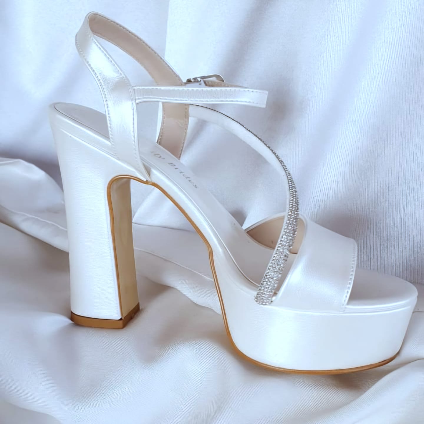 12 cm White High Heeled Bridal Sandal Double Platform