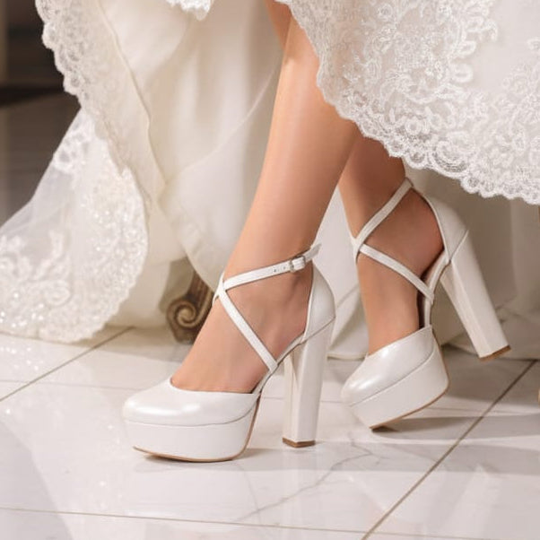 14cm Pearl White Bridal Wedding Shoes 