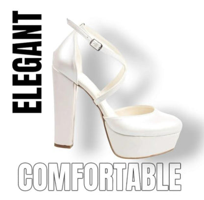 14cm Wedding Bridal Shoes High Heel, Double Semelle Beirut Lebanon
Elegant Pearl White Bridal Heels with a 14 cm block heel and 4 cm platform, made of genuine leather with an adjustable ankle strap. Perfect for weddings and special occasions.
