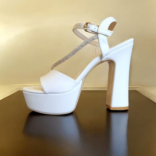 TSSW 12-13cm White Sandal Heels