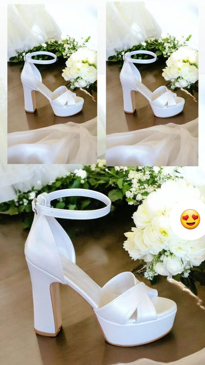 E13X 11cm-12cm White Bridal & Wedding Heel Double Semelle Beirut Lebanon