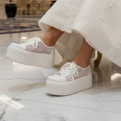 7cm Bridal Lace Platform Sneakers | Wedding Shoes Lebanon