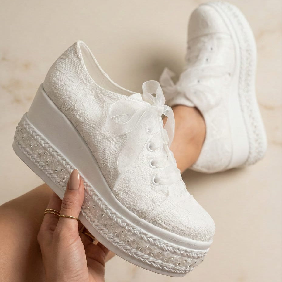best Bridal White sneakers with platform sole 