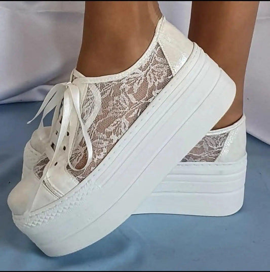 Wedding White Lace Bridal Platform Double Semelle Sneakers Beirut Lebanon the perfect blend of comfort, style, and sophistication. Designed for modern brides. 
sneakers bridal wedding beirut lebanon
bridal sneakers beirut
wedding sneakers lebanon
bride sneakers white beirut
bridal platform sneakers lebanon
comfortable wedding sneakers beirut
lace sneakers bridal beirut