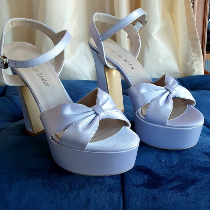 13 cm wedding Silver Satin Sandal heels in Beirut Lebanon by White Lily Brides