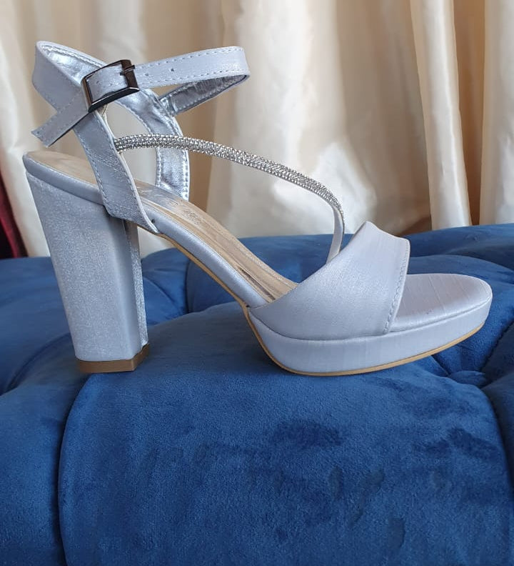 10 cm Silver Satin Sandals for Wedding in Beirut Lebanon