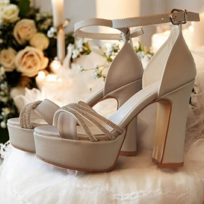 Bridal wedding Nude shoes Beirut Lebanon | Wedding heels Lebanon | White Lily Brides shoes Lebanon | Bridesmaid shoes Lebanon | High heel wedding sandals Beirut | Bridal block heels Lebanon | Special occasion shoes Beirut | Graduation heels Lebanon | Luxury wedding footwear Lebanon