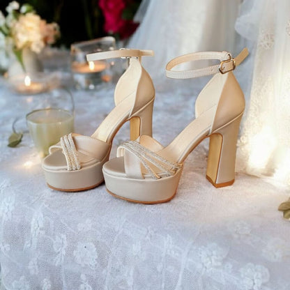 Bridal wedding shoes Beirut Lebanon | Wedding heels Lebanon | White Lily Brides shoes Lebanon | Bridesmaid shoes Lebanon | High heel wedding sandals Beirut | Bridal Nude block heels Lebanon | Special occasion shoes Beirut | Graduation heels Lebanon | Luxury wedding footwear Lebanon