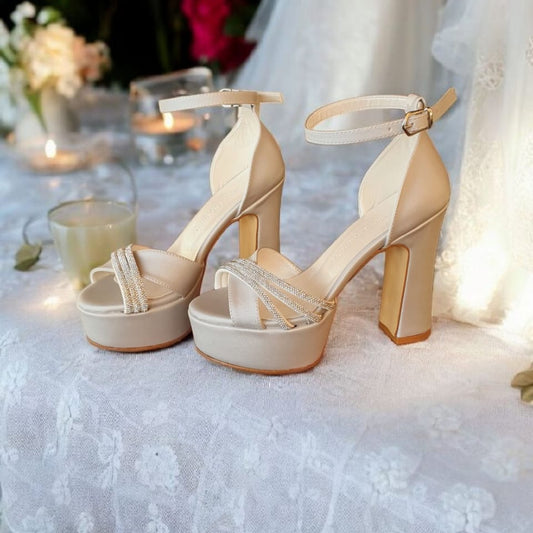 Bridal wedding shoes Beirut Lebanon | Wedding heels Lebanon | White Lily Brides shoes Lebanon | Bridesmaid shoes Lebanon | High heel wedding sandals Beirut | Bridal Nude block heels Lebanon | Special occasion shoes Beirut | Graduation heels Lebanon | Luxury wedding footwear Lebanon