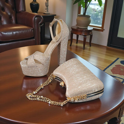 Gold Clutch (19x12x8)cm Elegant Handbag