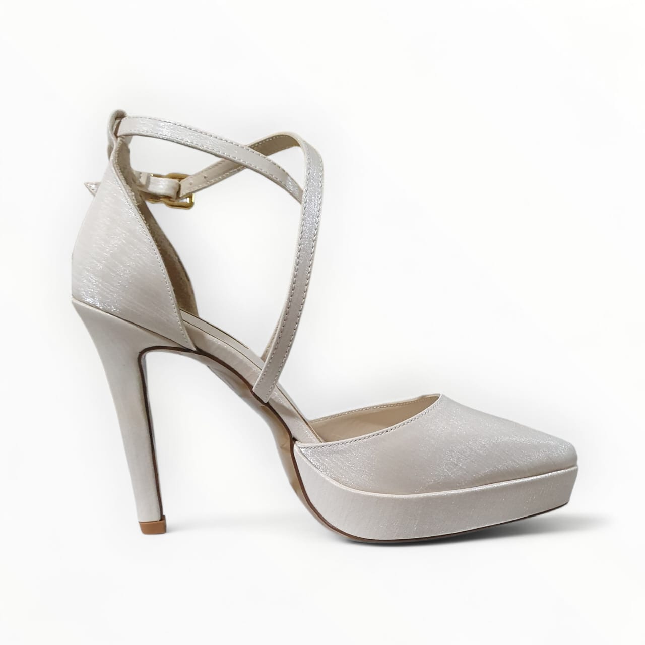 Nude platform bridal heels with ankle strap and 11–12 cm heel, wedding shoes by White Lily Brides in Beirut Lebanon