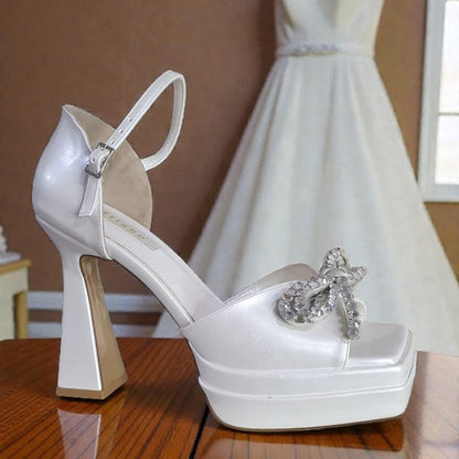 13 cm high heel Wedding shoes pearl white platform for weddings in Beirut Lebanon.