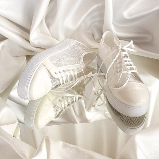 D2 2 cm White Lace Bridal Flat Sneakers Beirut Lebanon