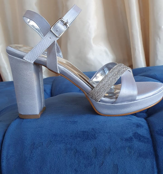 SET 10cm Satin Silver heeled Sandal Beirut, Lebanon.