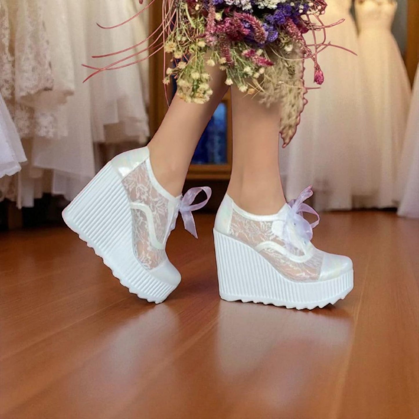 R12 11-12cm Most Comfortable Wedding Bridal Wedge Rock Sneakers