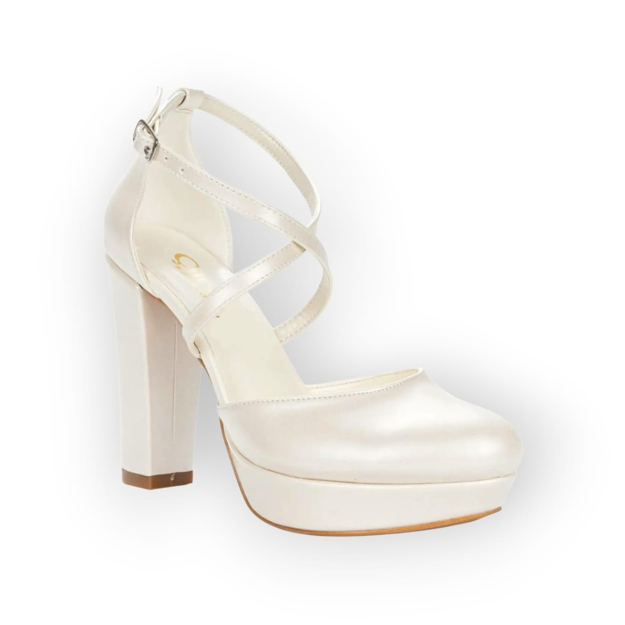Pearl White bridal platform heels, block heel shoes