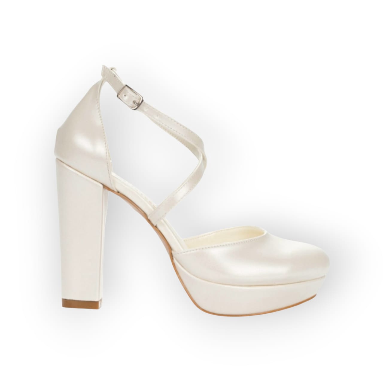 Pearl White bridal platform heels, block heel shoes